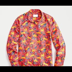 J Crew Collection silk blouse in jungle cat print